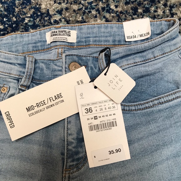 ZARA CROPPED JEANS SIZE 36 (4) - Picture 2 of 2